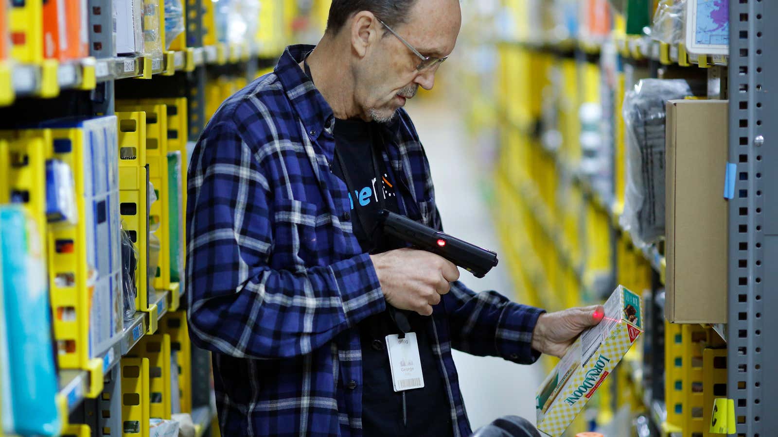 Amazon has patented a wristband for workers that it says could help guide them to the items they are picking from shelves.