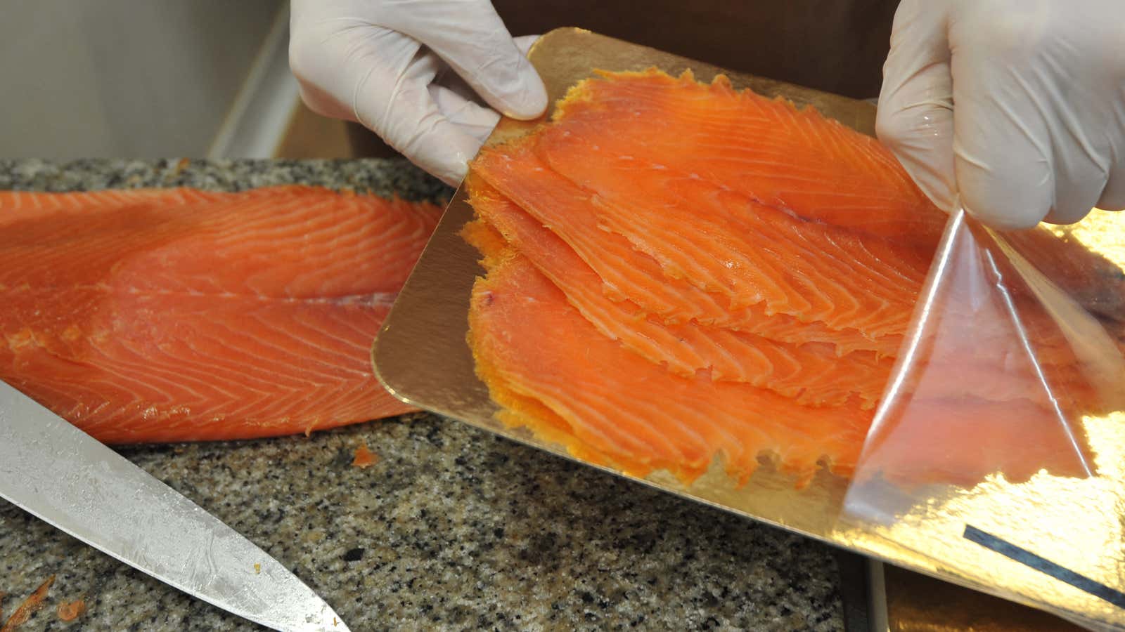 Most &quot;lox&quot; is actually smoked salmon, rather than cured with salt. Whether it&#39;s fished or farmed is another matter.