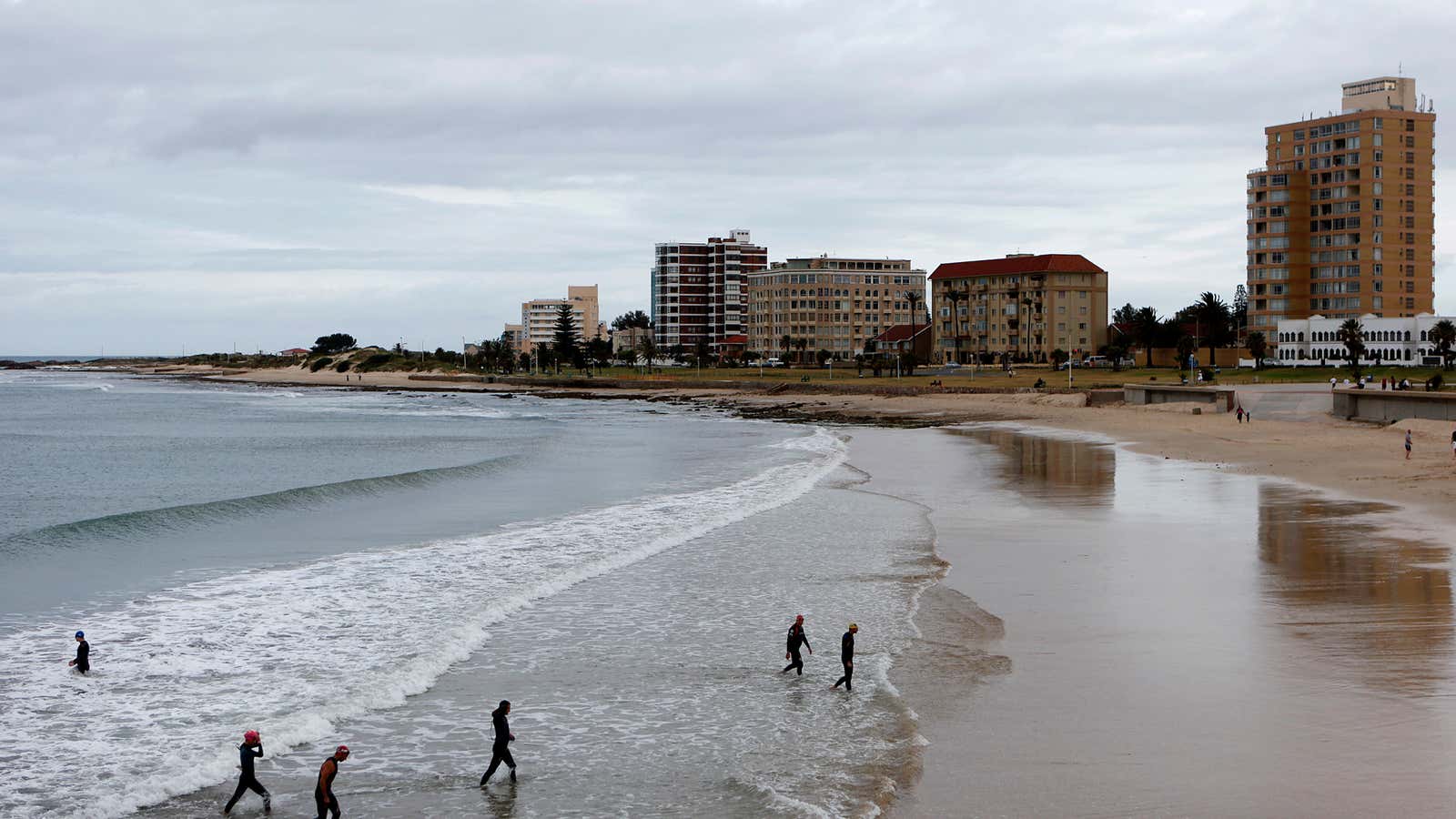 Visitors leave a beach after a swimming exercise in Port Elizabeth November 13, 2009. Port Elizabeth is one of nine South African cities hosting the…