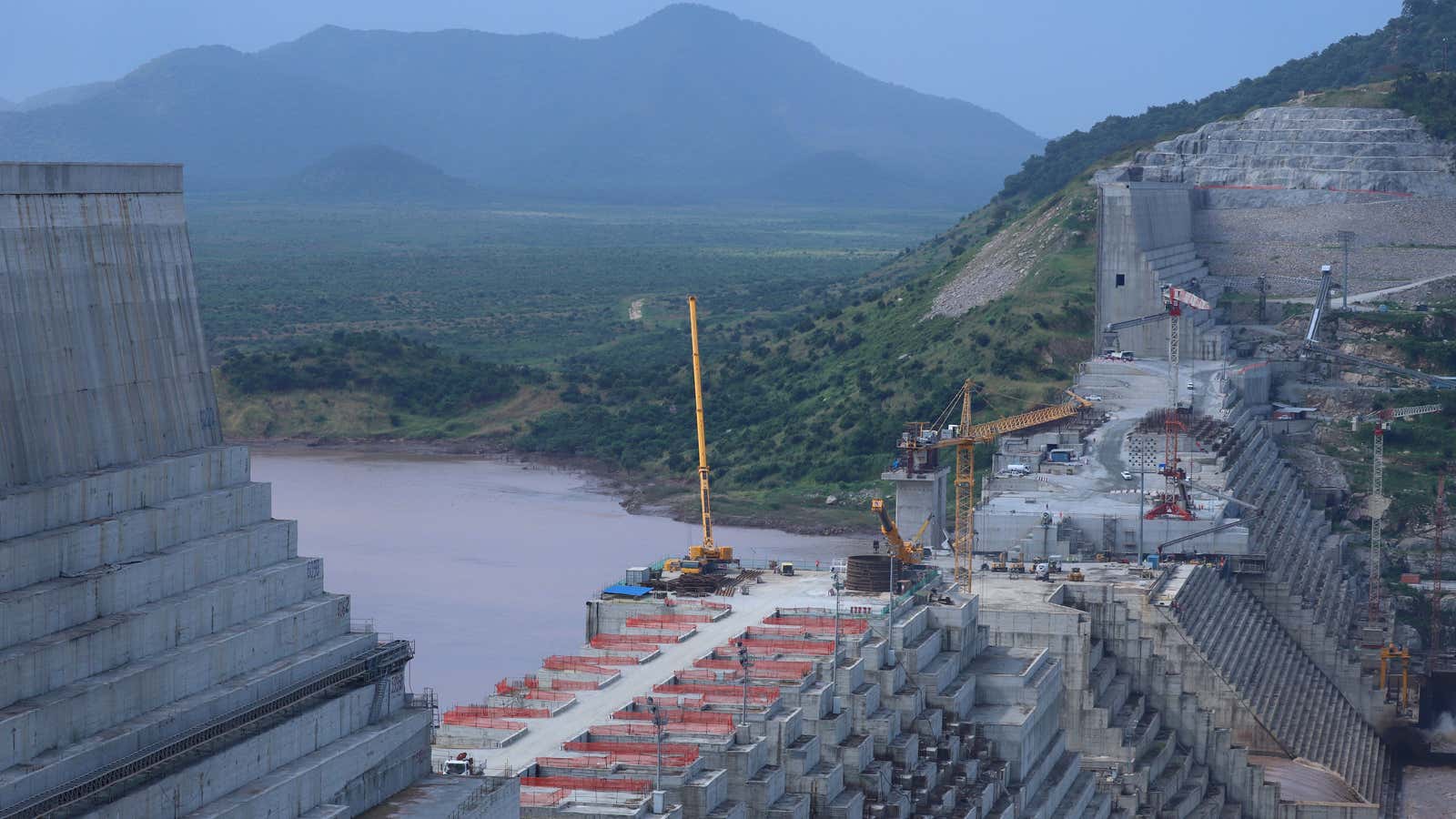 Ethiopia’s Grand Renaissance Dam is under construction on the river Nile in Sept. 26, 2019.