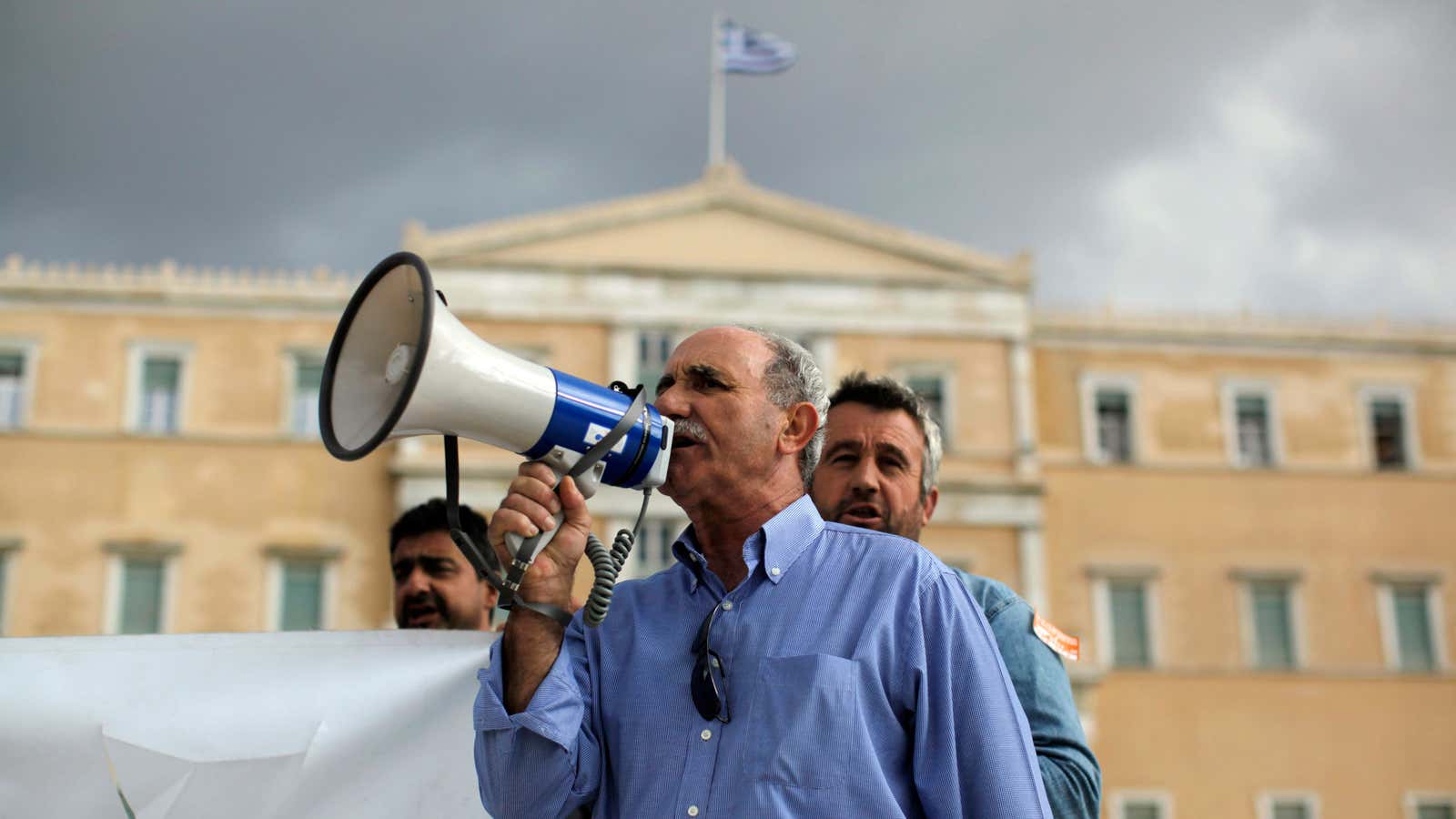 Protesting in front of the Greek Parliament