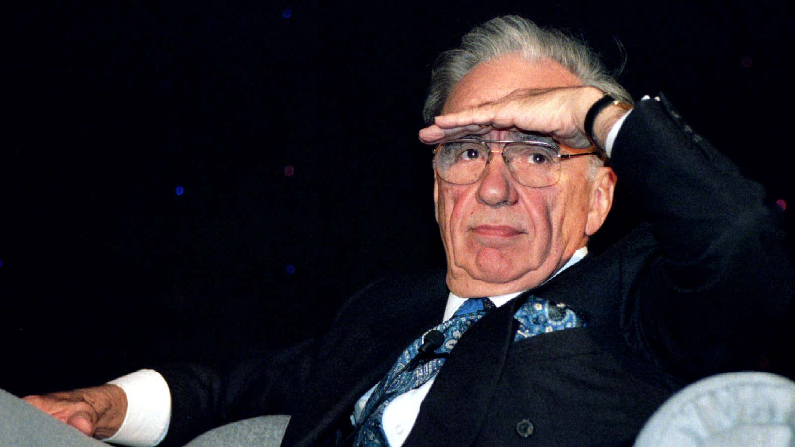 Foreign ownership limits didn’t thwart Rupert Murdoch’s vision for a US media empire. (Murdoch is seen here in empire-building mode in 1995.)