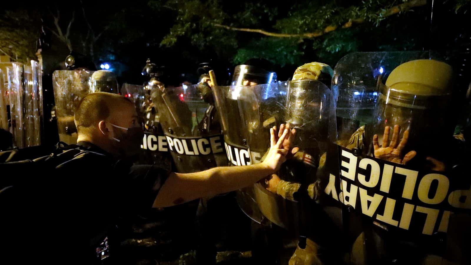 Police in Washington during protests on May 30.