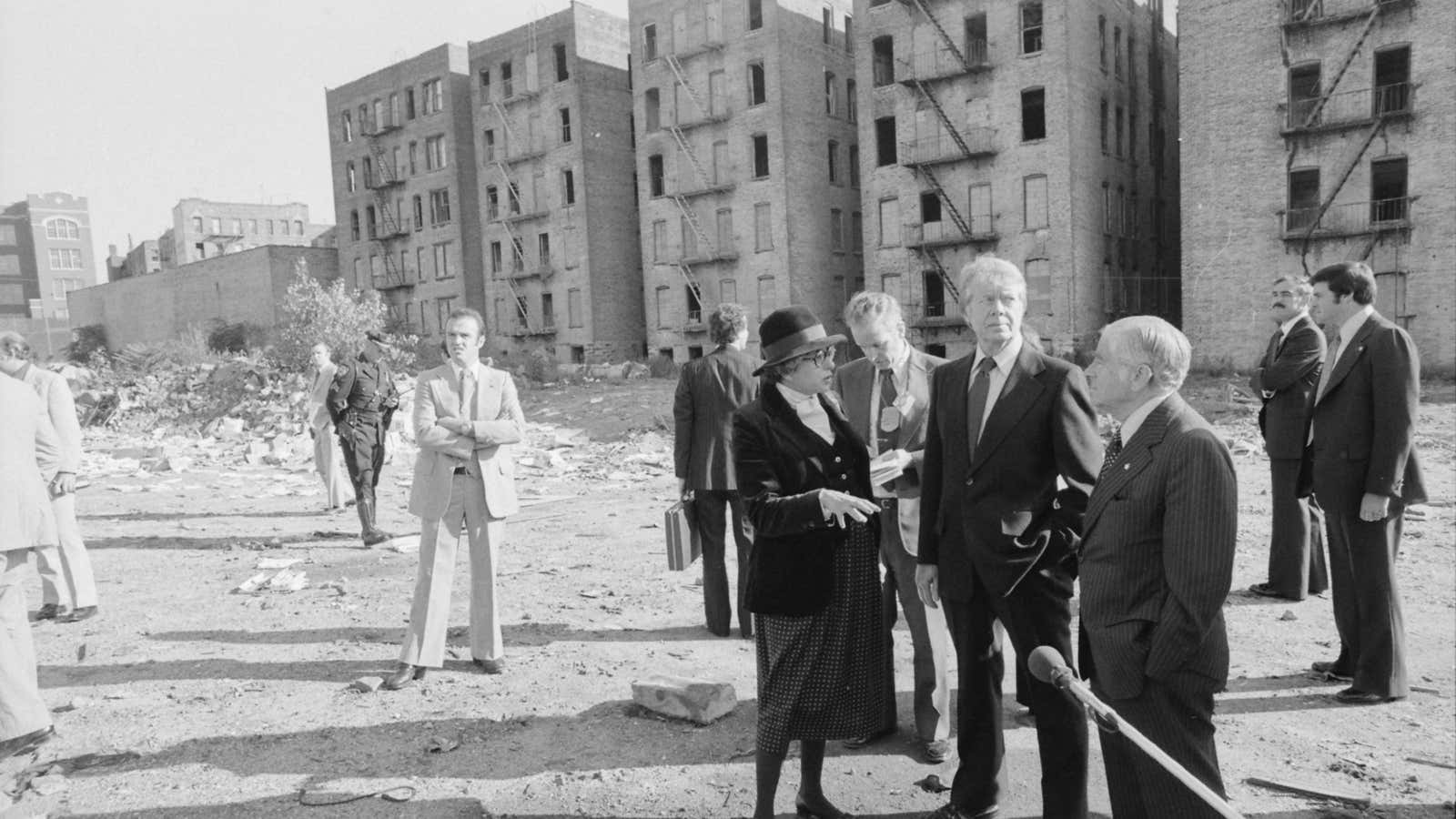 Jimmy Carter tours the South Bronx in the 1970s.