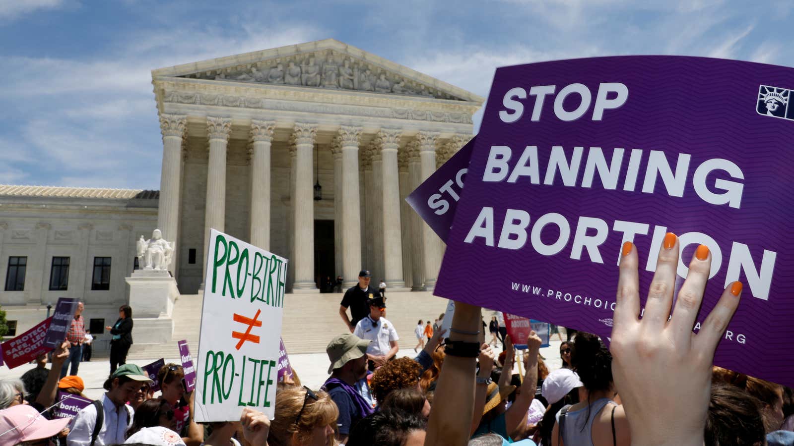 Abortion rights activists rally outside the U.S. Supreme Court in Washington, U.S., May 21, 2019.