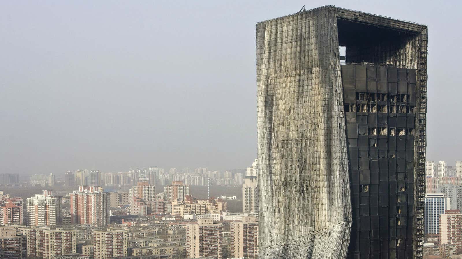 The Mandarin Oriental in Beijing after a fire in 2009