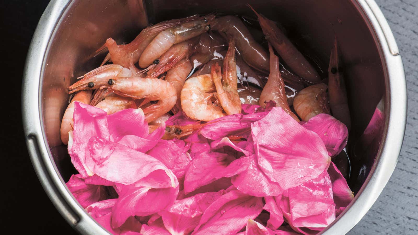The beginnings of shrimp and rose garum.