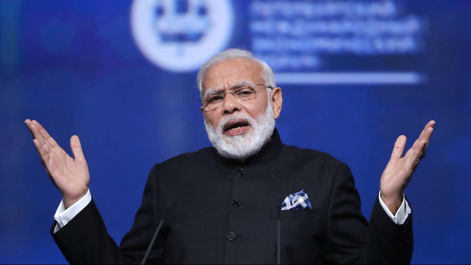 Narendra Modi attends a session of the St. Petersburg International Economic Forum