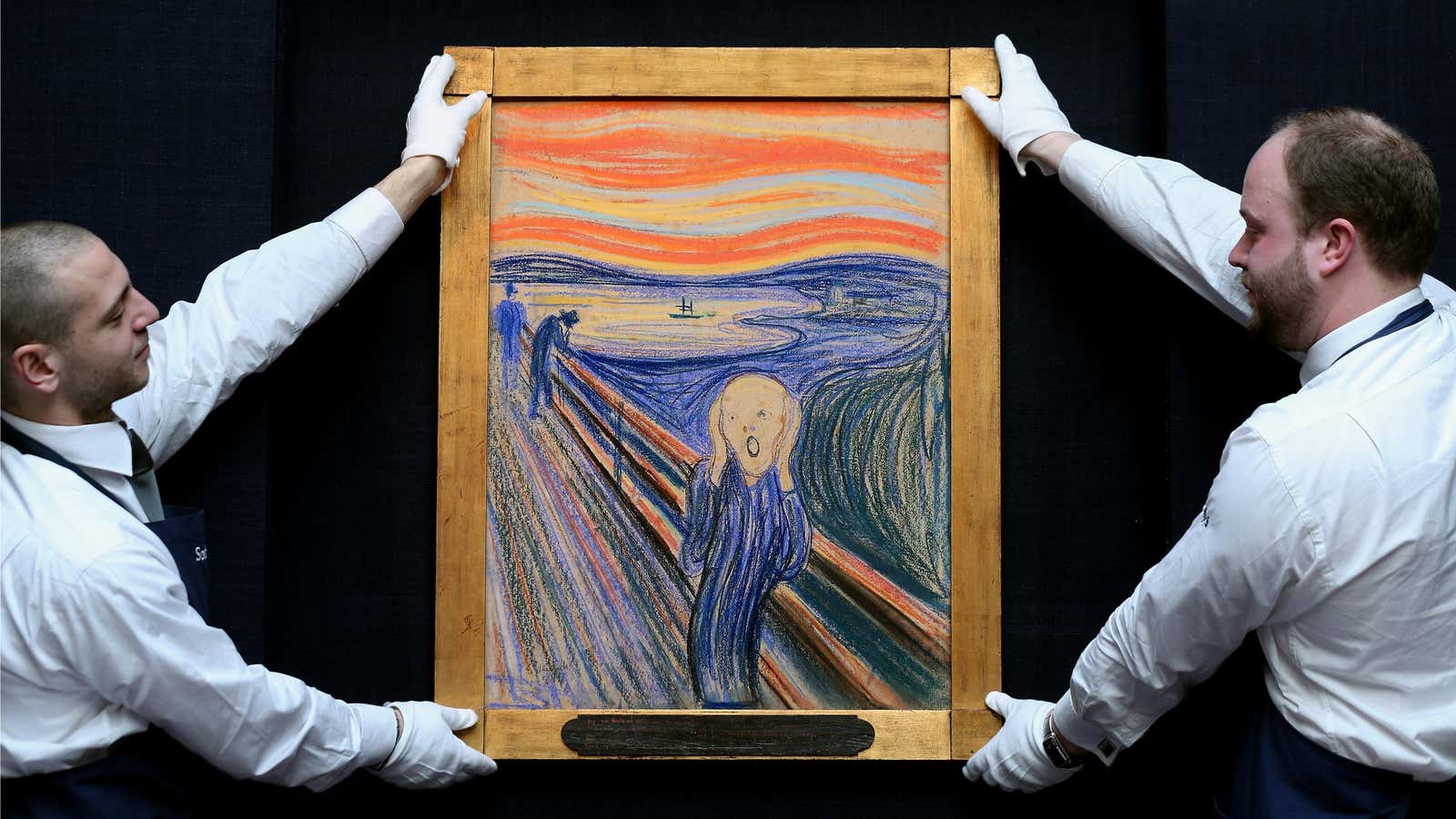 “The Scream” on display in Sotheby’s in London.
