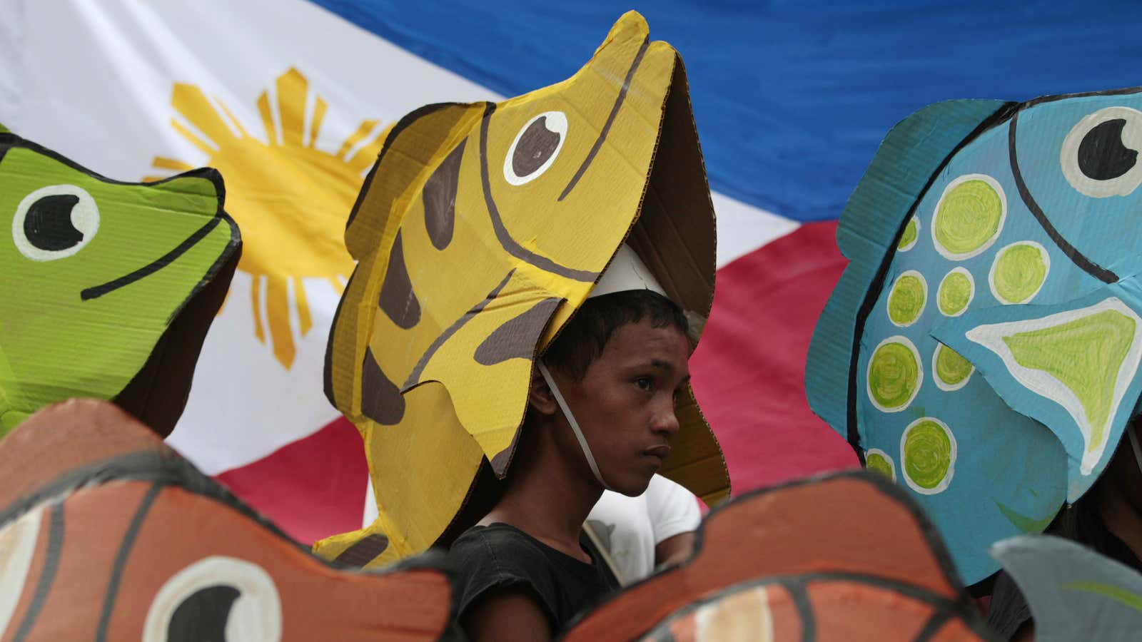 A Filipino protester outside the Chinese consulate during a rally on Tuesday in suburban Makati, south of Manila.