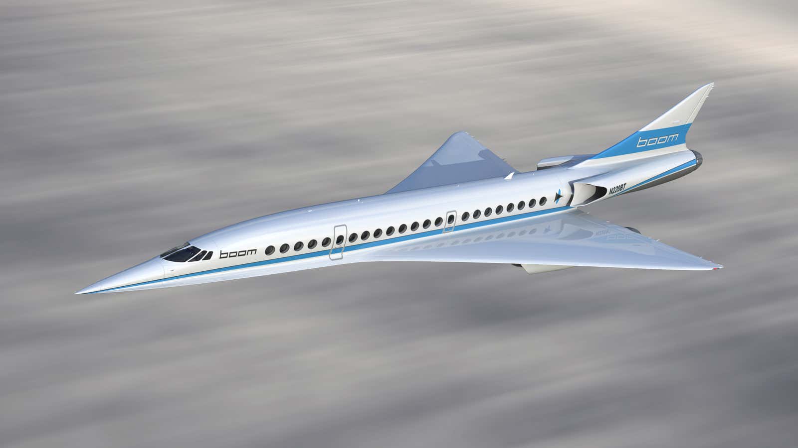 A mock up of the Boom XB-1 model.
