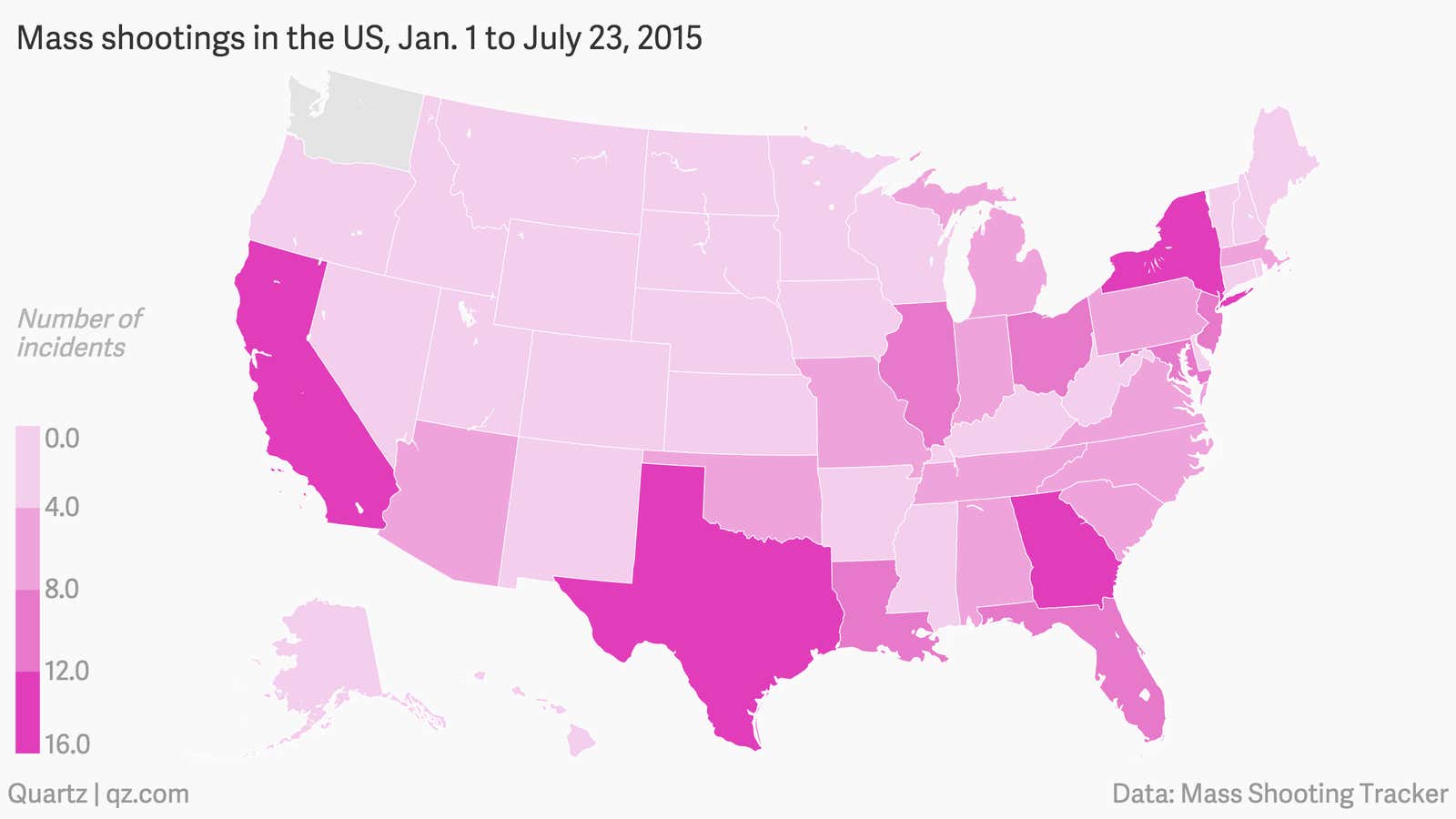 All 204 mass shootings so far this year in America, mapped