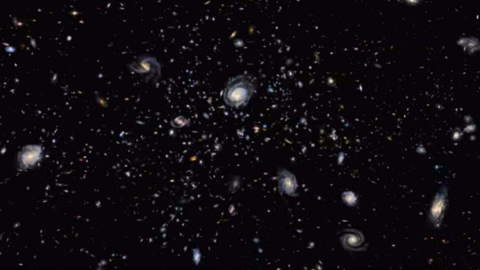 Galaxies forming from the Big Bang.