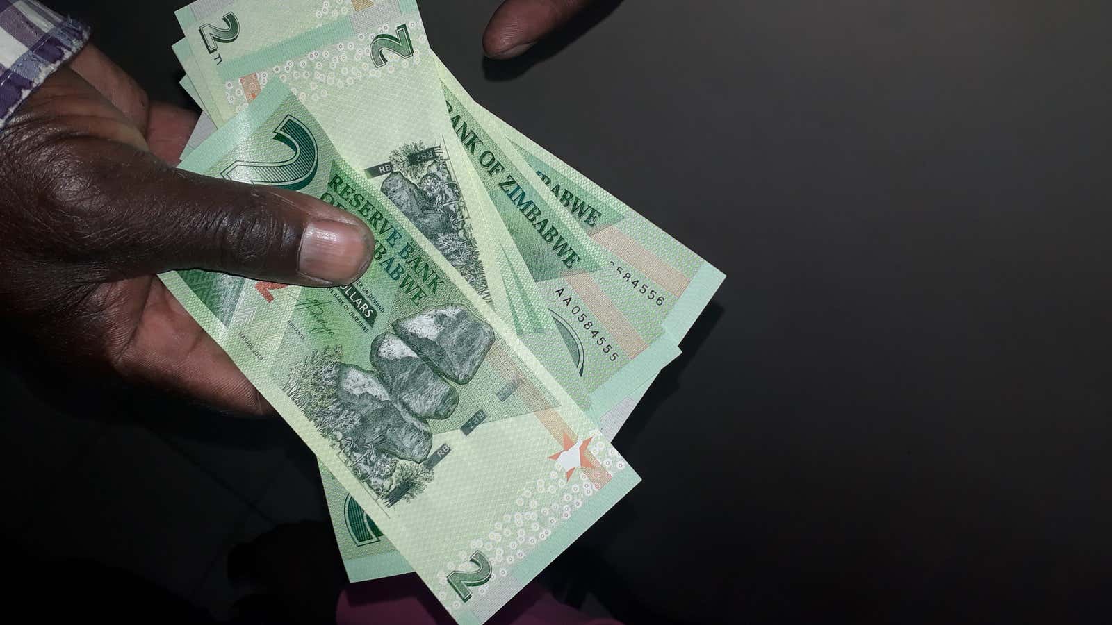 Cash money. The new Zimbabwe dollar