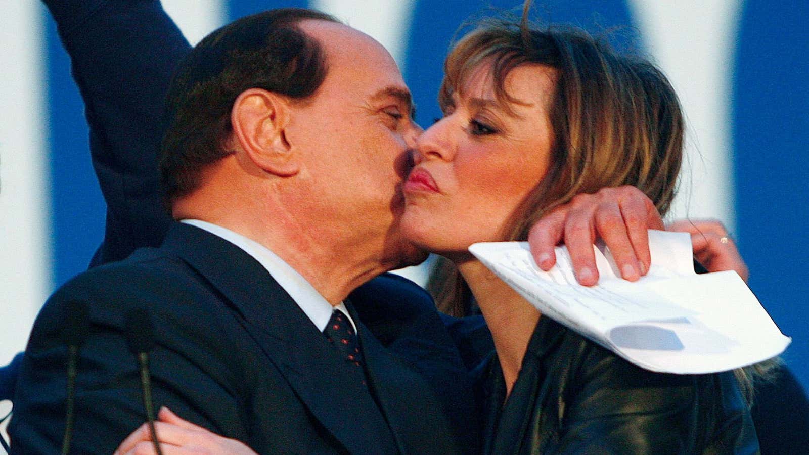 Berlusconi with Mussolini, embracing Italy’s past.