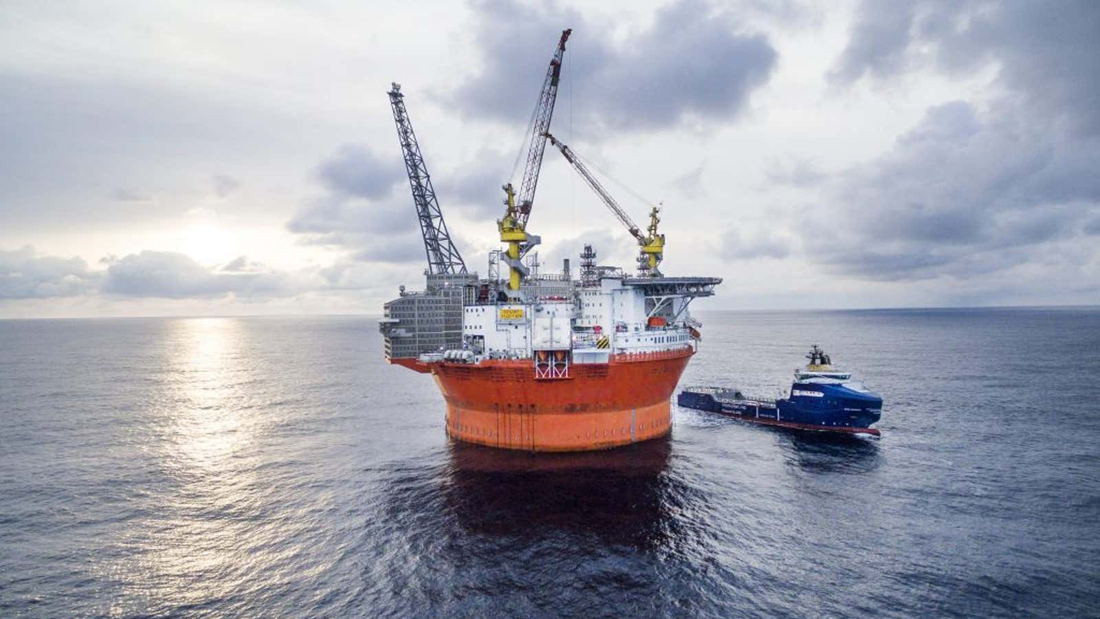 The Goliat oil rig, owned by Vår Energi and Equinor, operating in the Norway-owned section of the Barents Sea.