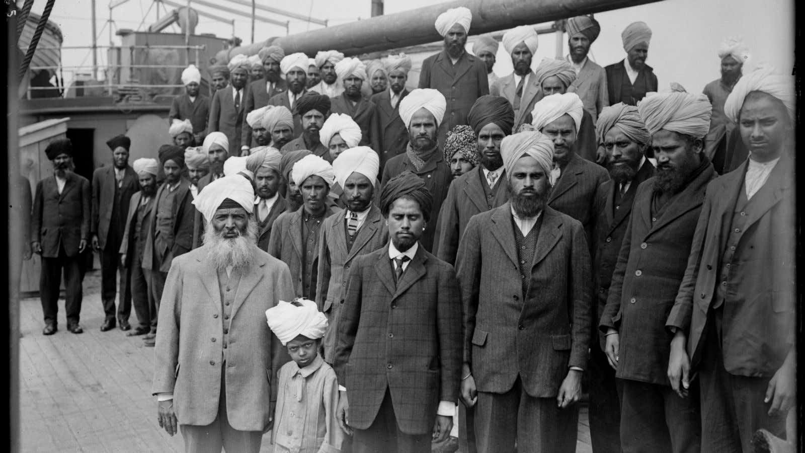 A group of Sikhs attempting to enter Canada in 1914