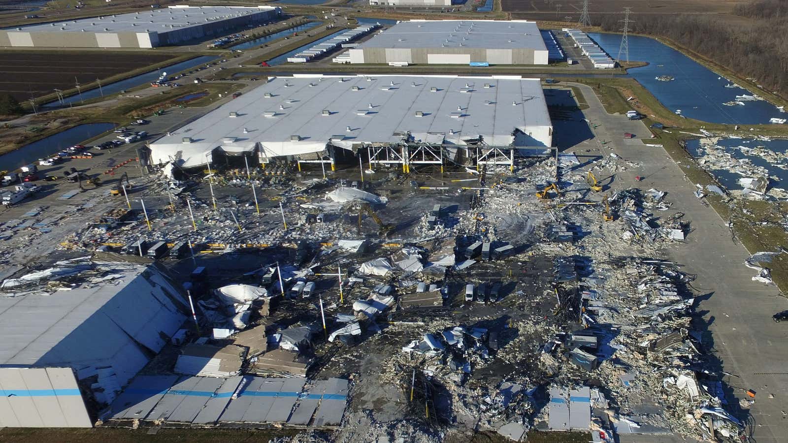 At least six people died after a tornado hit an Amazon facility.