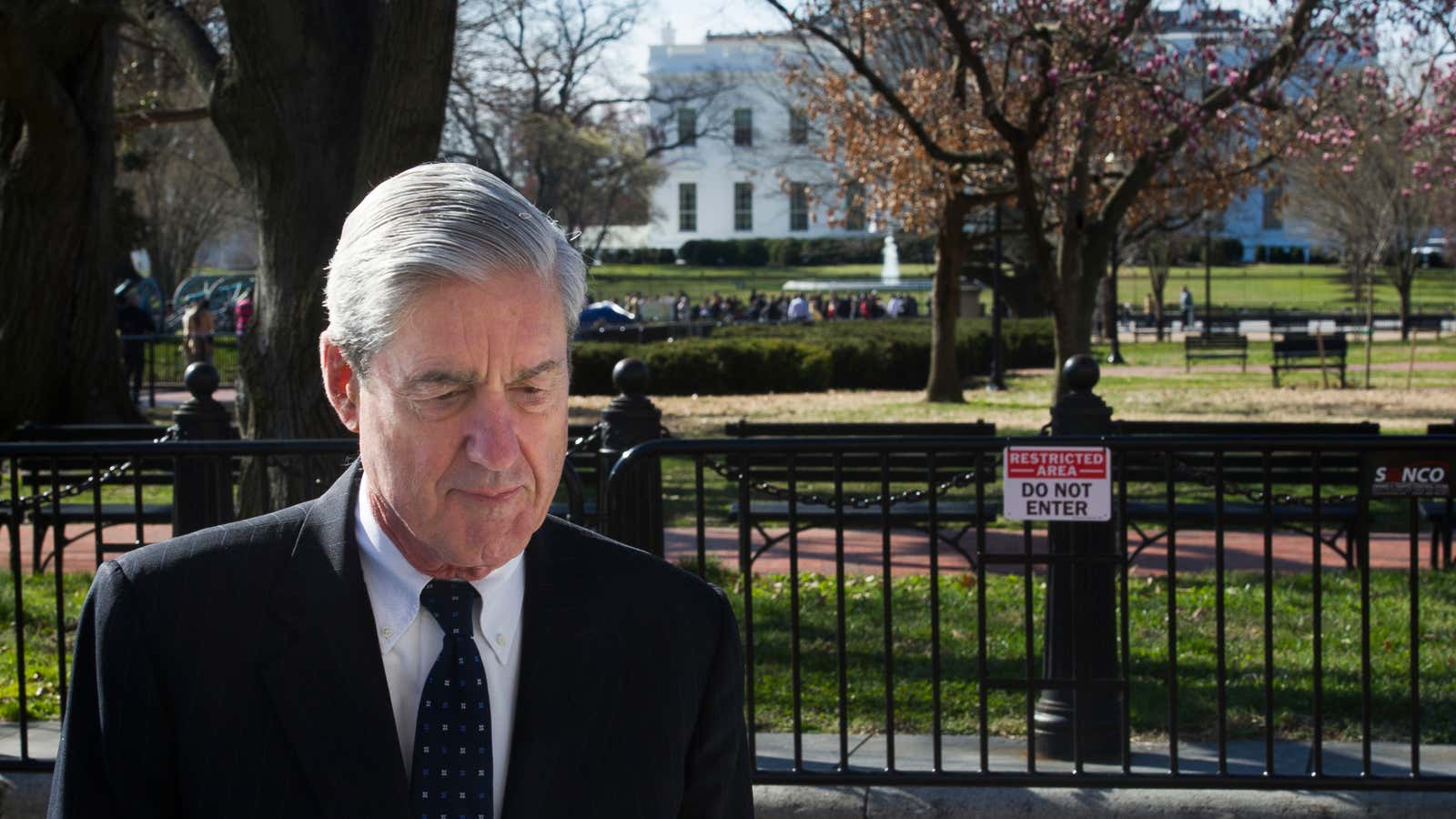 Mueller passes the White House after attending church services.