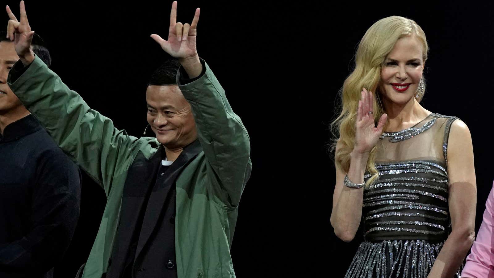 Jack Ma and actor Nicole Kidman attend a show during Alibaba Group’s 11.11 Singles’ Day global shopping festival in 2017.