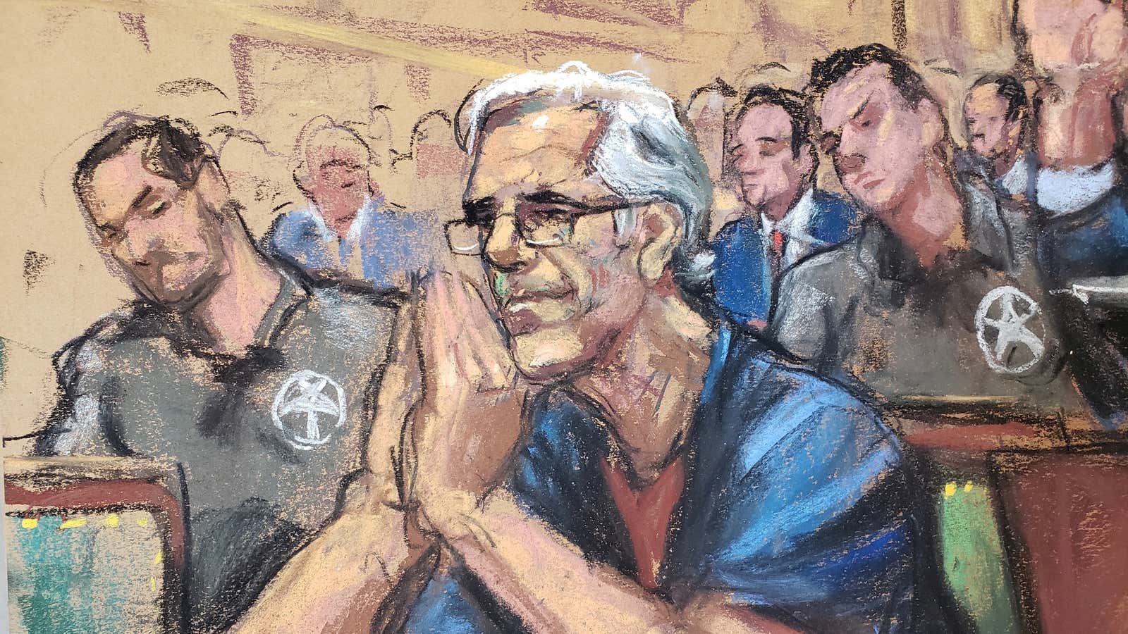 Jeffrey Epstein at a bail hearing for a sex trafficking case.