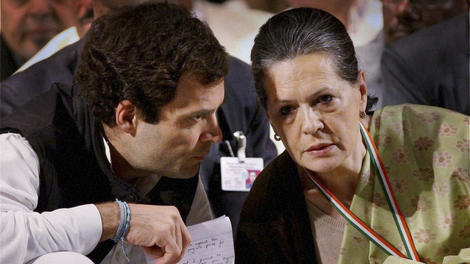 How’d I do, Mom? Newly elected Congress Party vice president Rahul Gandhi with his mother, Sonia Gandhi