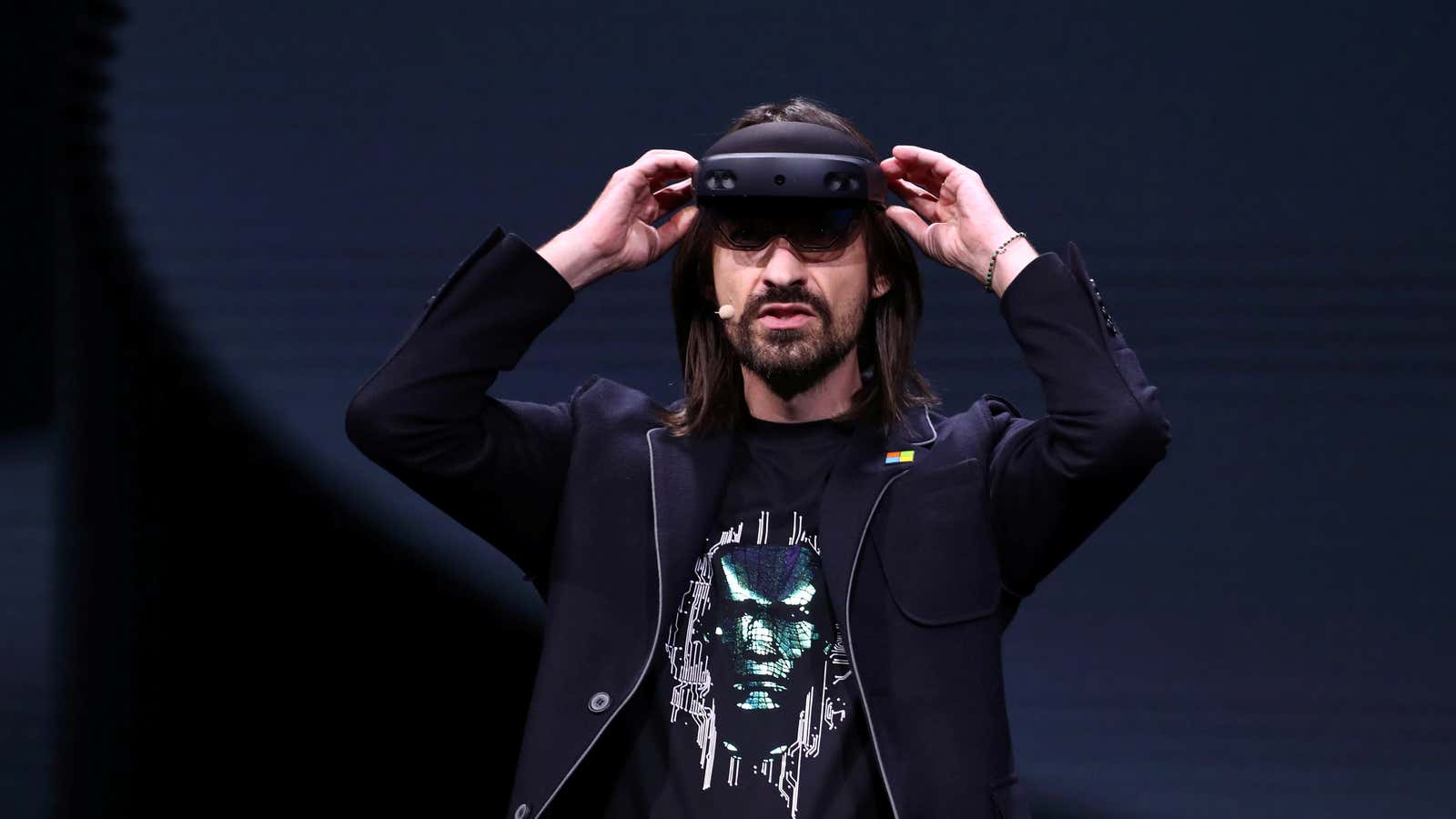 Microsoft’s HoloLens inventor Alex Kipman showing off the latest version of the device.