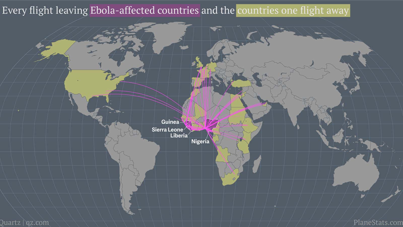 Here are the 35 countries one flight away from Ebola-affected countries