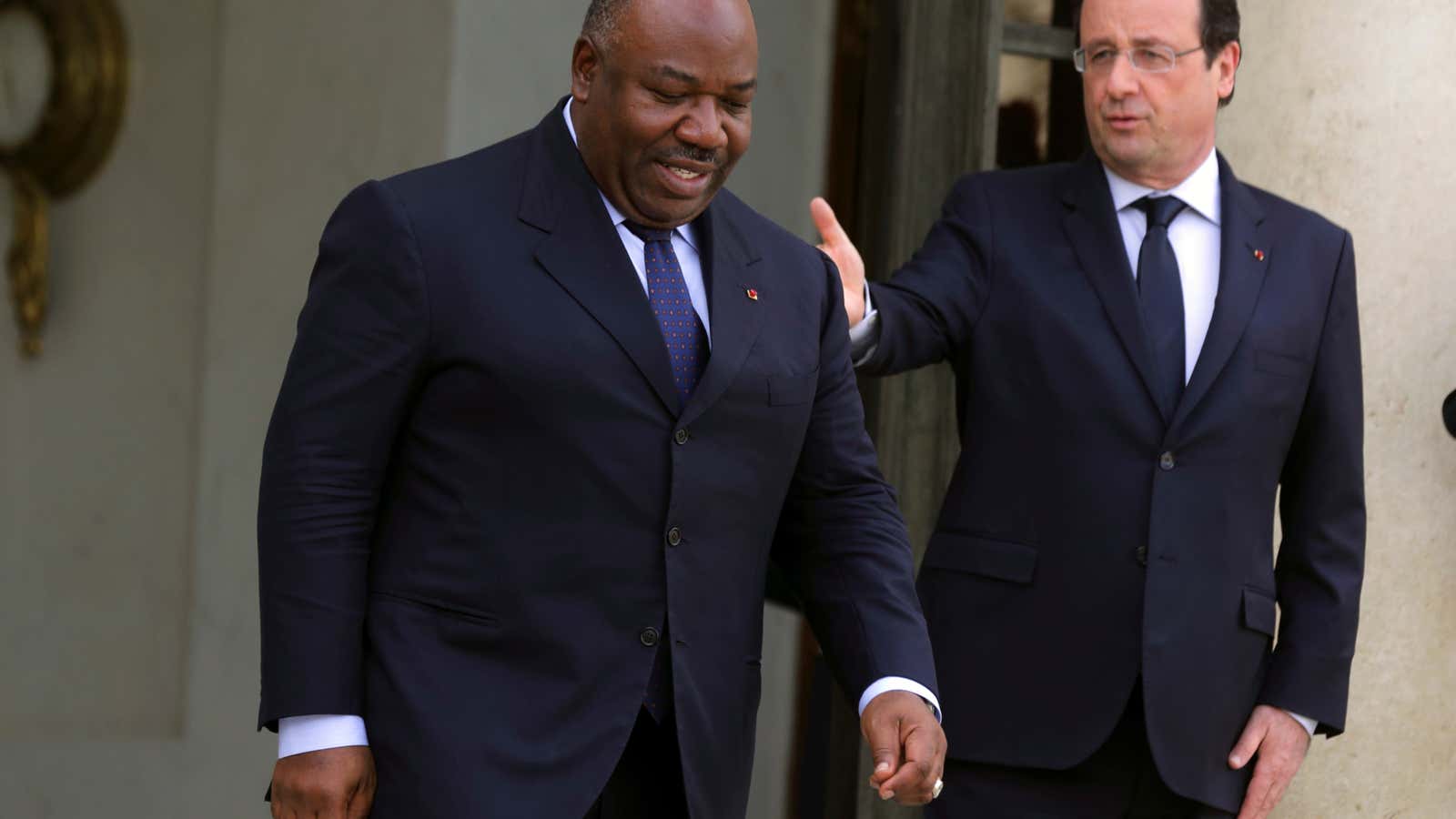 Gabon president Ali Bongo with French president Francois Hollande