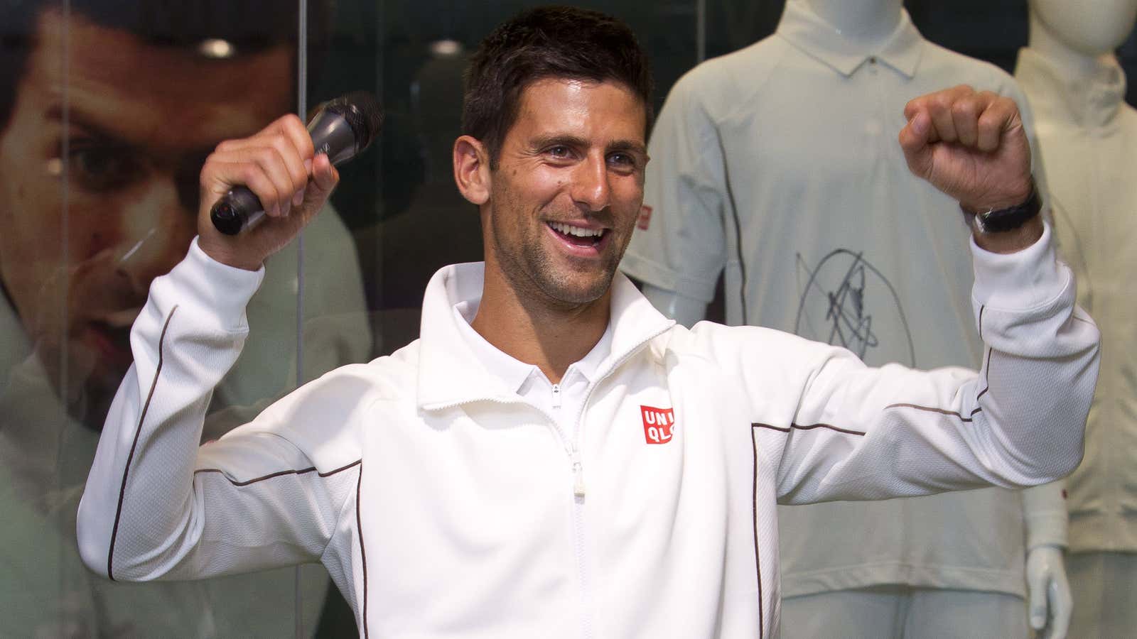 Serbian tennis star Novak Djokovic unveils Uniqlo’s Wimbledon line.