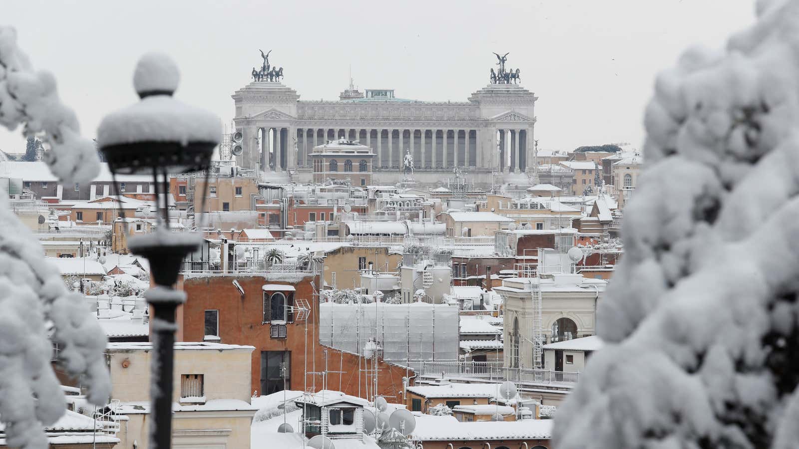 Snow in Rome.
