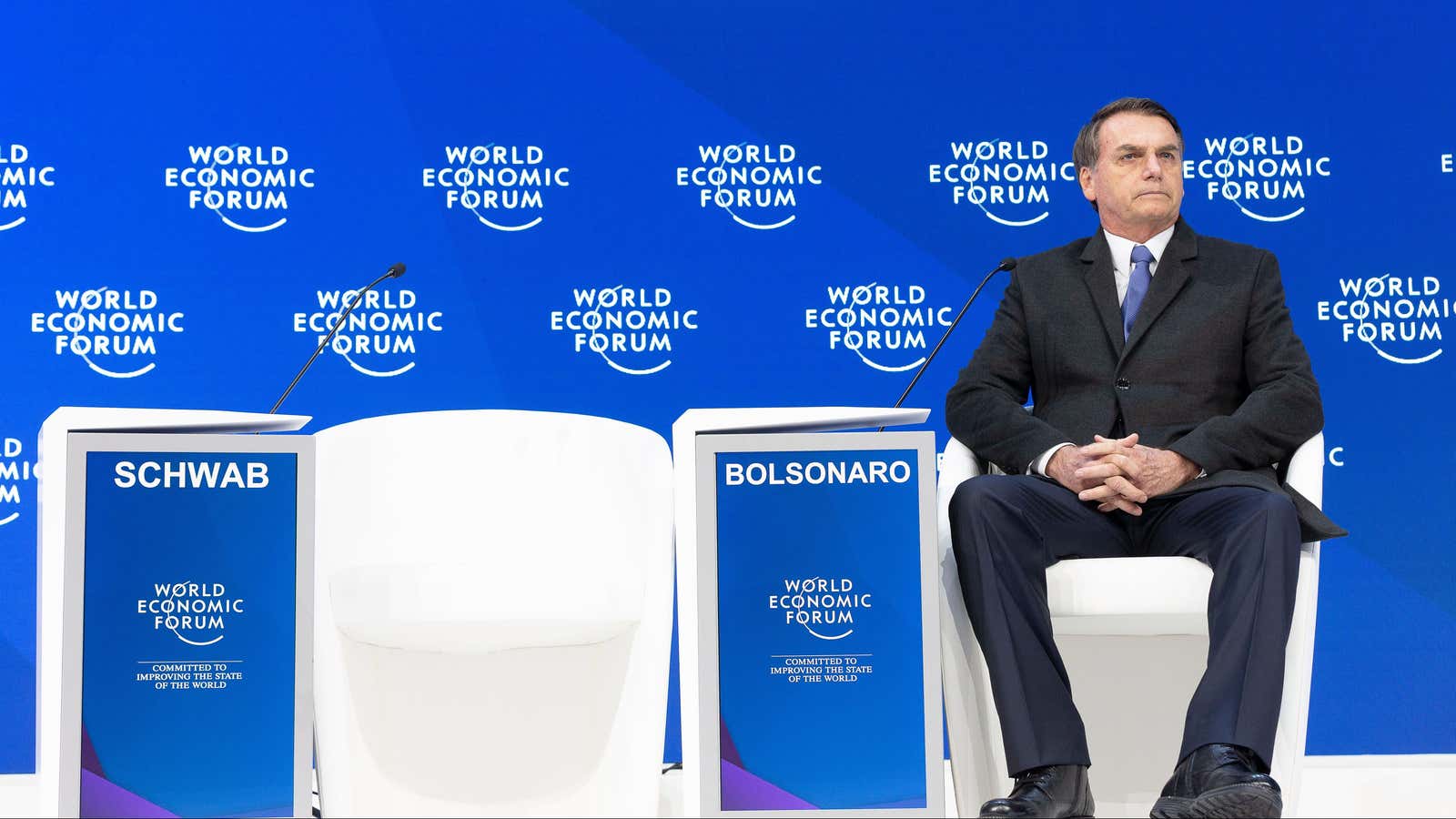 A less fiery Bolsonaro showed up at Davos.