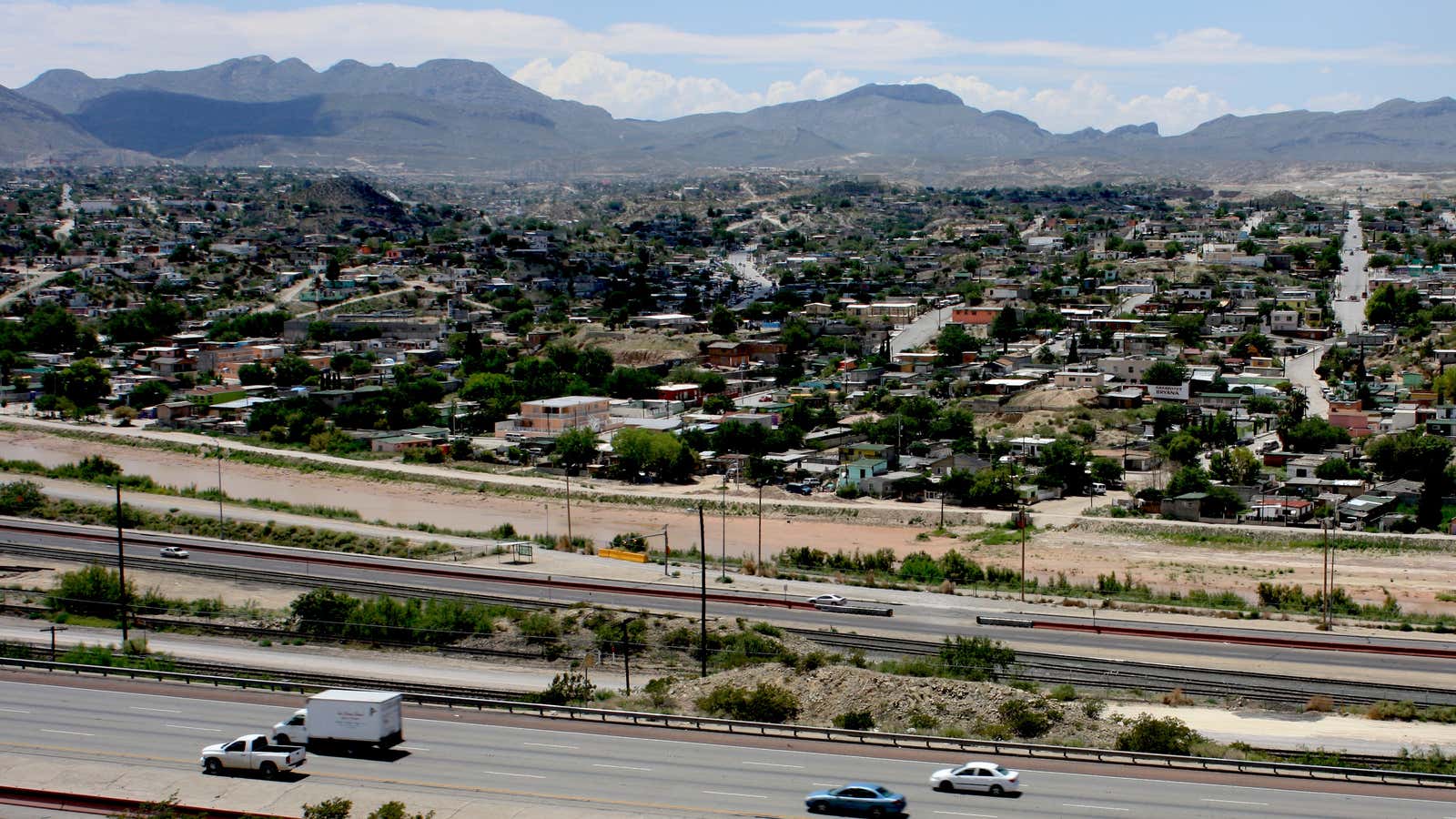 A view of Ciudad Juárez, Mexico, from neighboring El Paso, Texas.