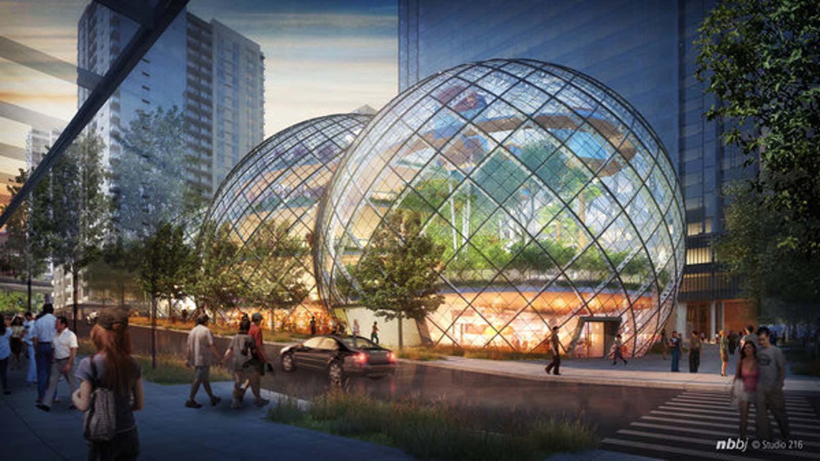 Amazon’s new corporate headquarters will be an Elysian utopia where nobody ever grows old or feels sadness.