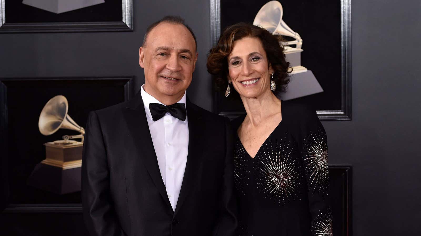 Blavatnik, who owns Warner Media, attending the 2018 Grammys with his wife, Emily Appelson.