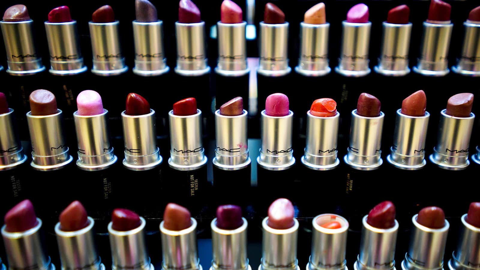 MAC lipsticks are displayed at the King Power duty free store in Bangkok’s International Airport, Thailand, May 23, 2019.