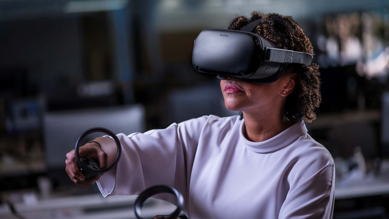 The Oculus Quest 1 VR headset.