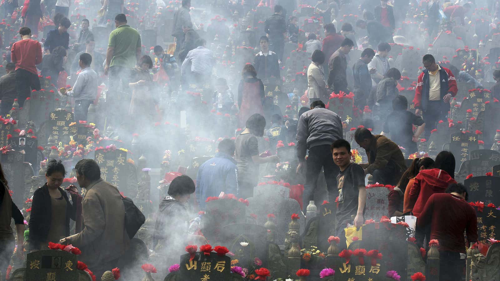 A smoky Tomb Sweeping day in China.