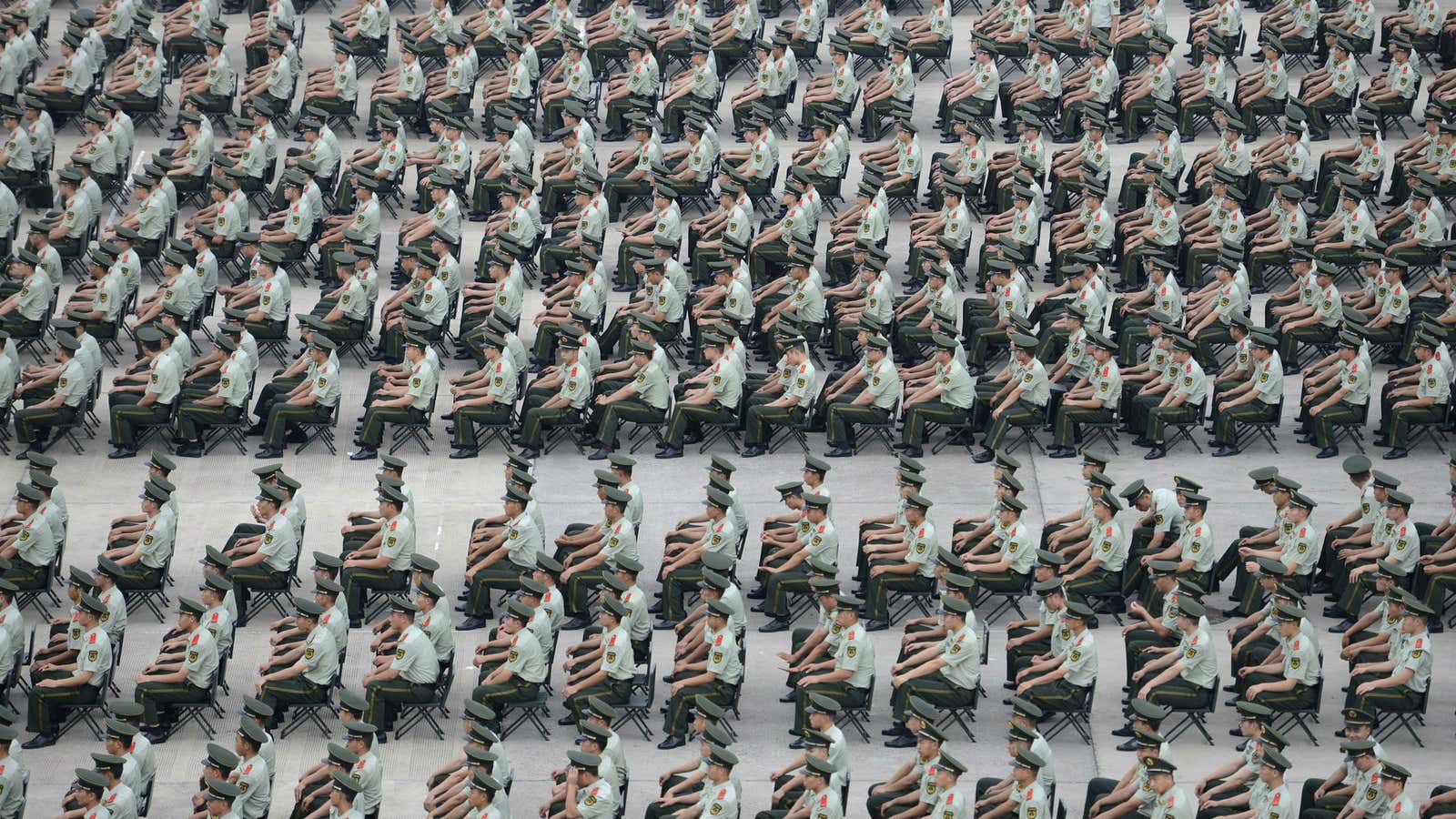 Chinese paramilitary policemen take part in an exercise in Nanjing, Jiangsu province in September.