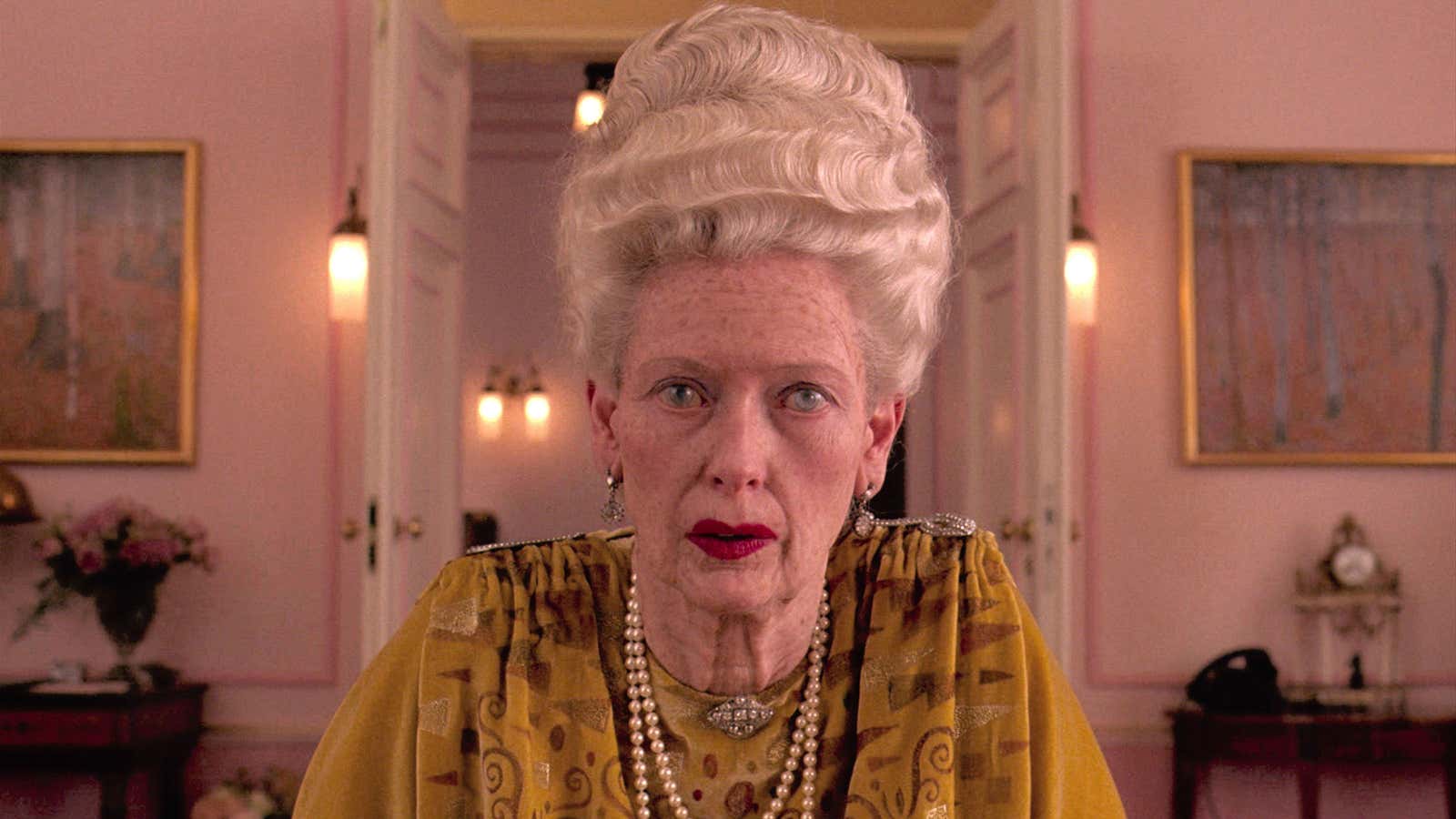 Tilda Swinton in “The Grand Budapest Hotel.” The film was nominated; she was not.