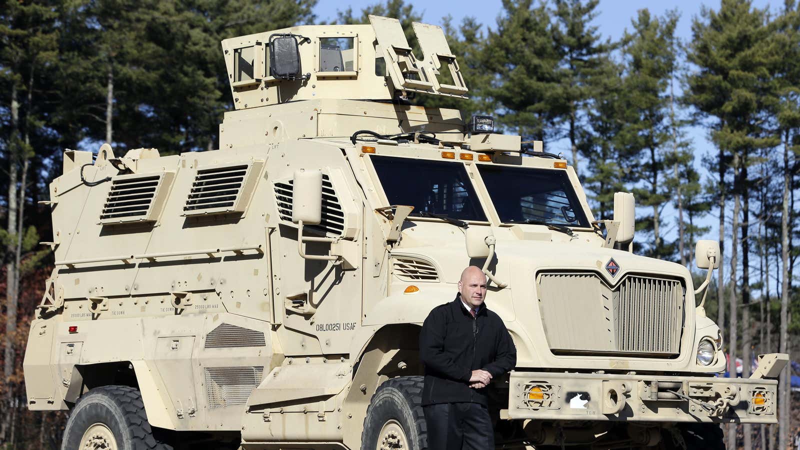 A mine resistant ambush protected vehicle in Queensbury, NY.