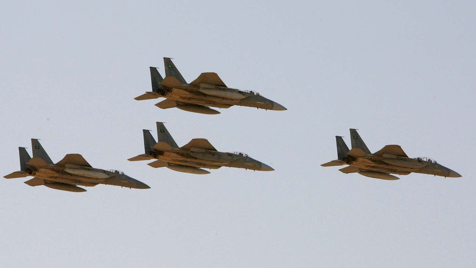 Royal Saudi Air Force F-15s over Riyadh.