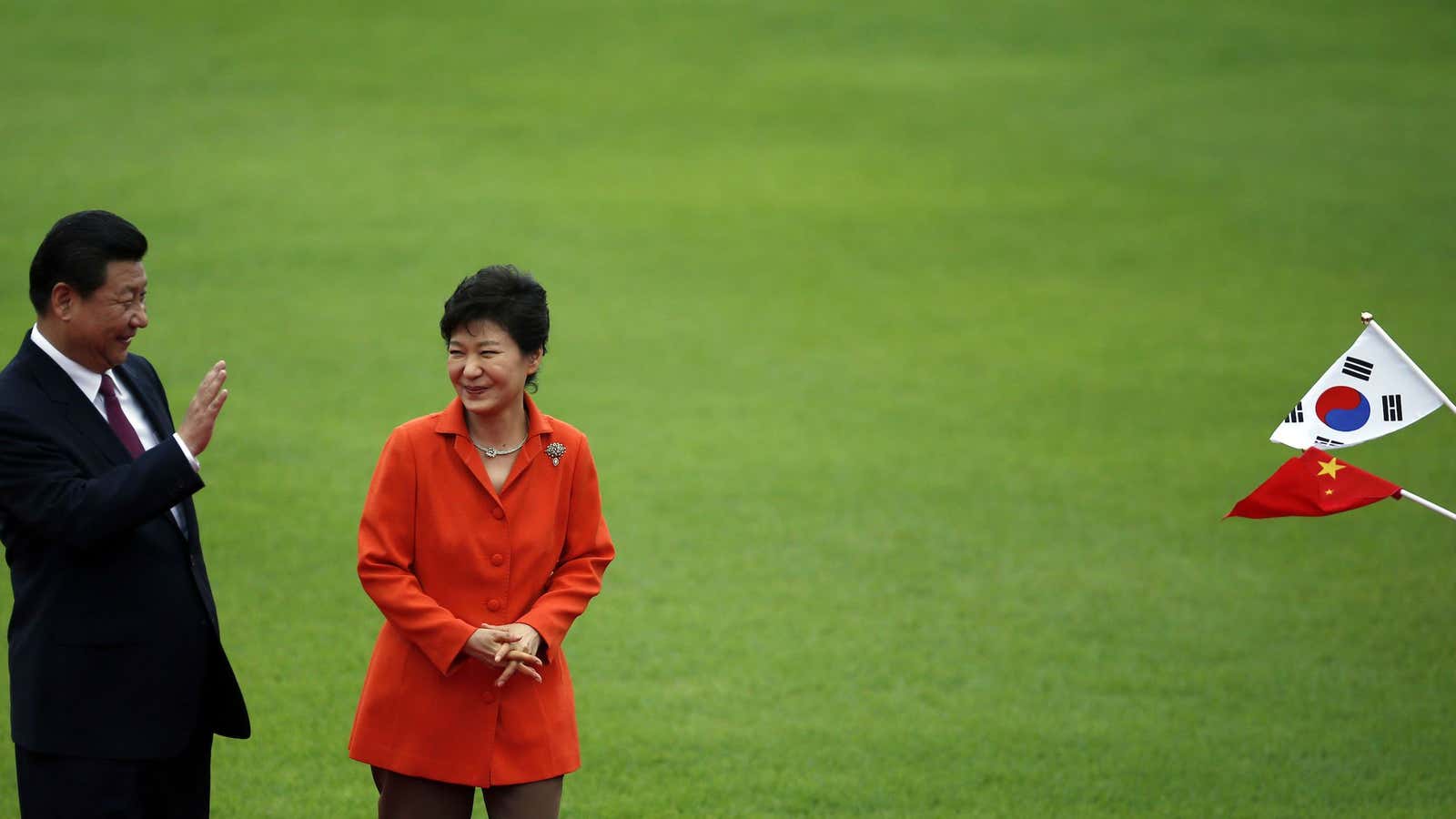 Chinese president Xi Jinping with South Korea’s Park Geun-hye.