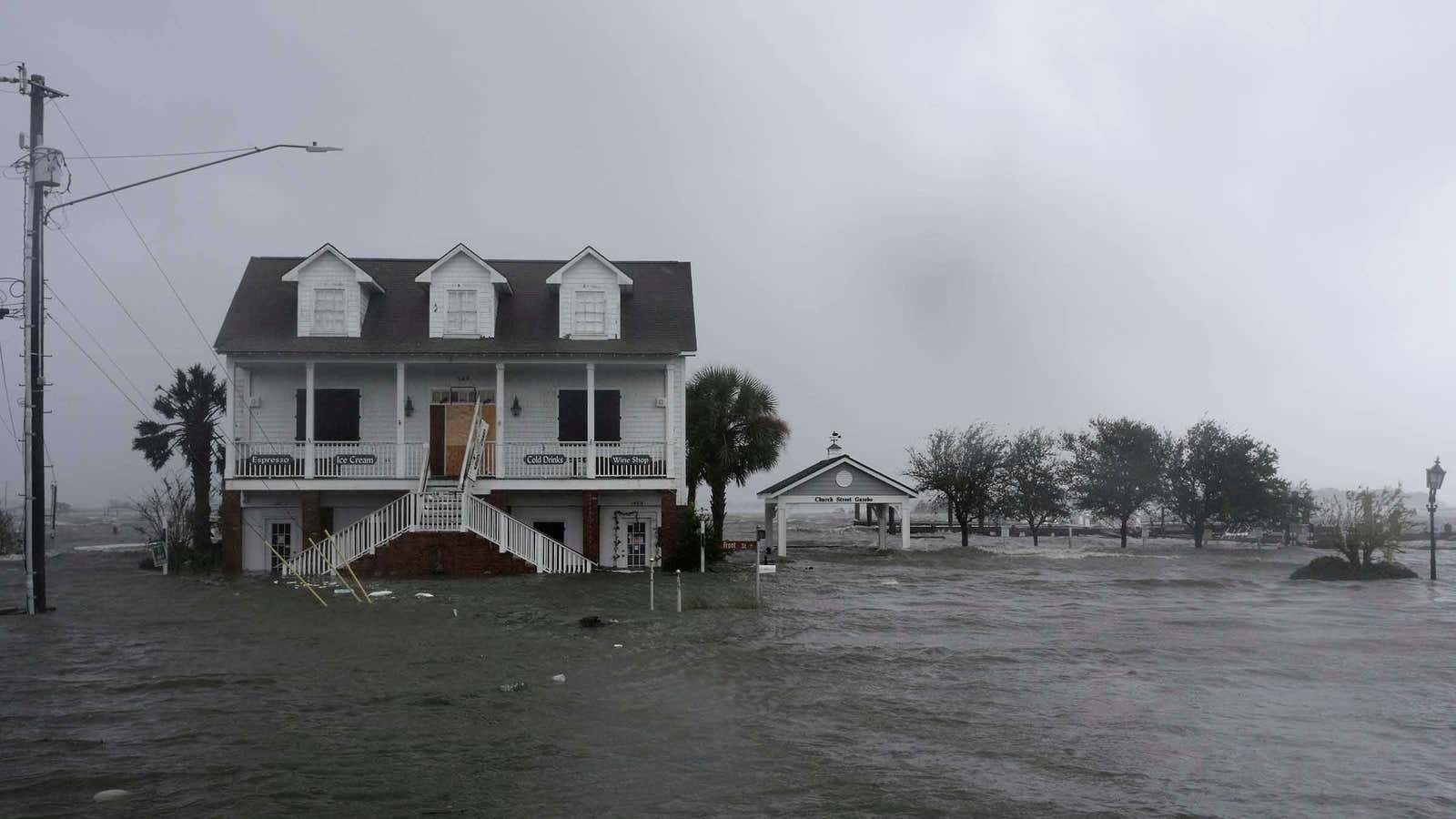 Hurricane Florence has brought severe flooding to towns like Swansboro, North Carolina.