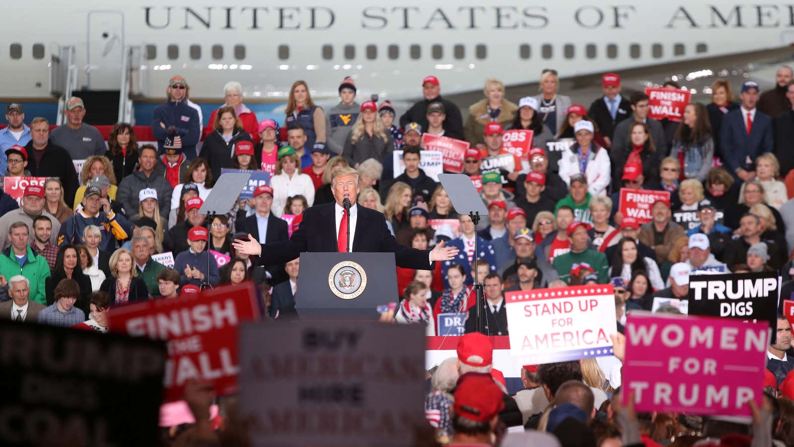 President Trump holds a campaign rally in Huntington, West Virginia, November 2, 2018.