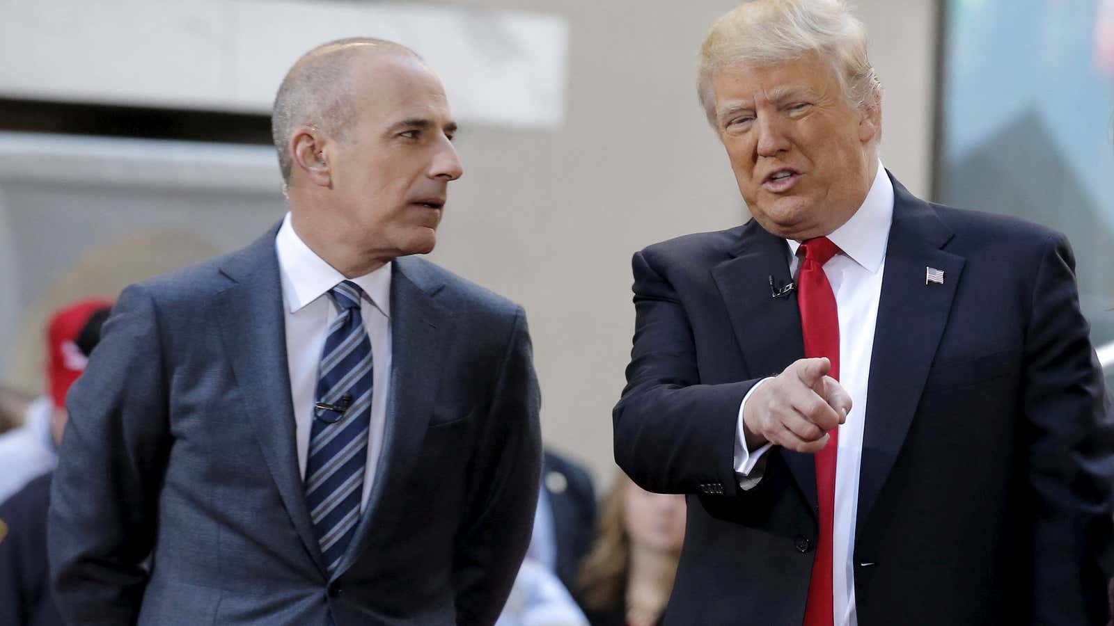 FILE PHOTO: U.S. Republican presidential candidate Donald Trump speaks with host Matt Lauer before a town hall interview on NBC’s “Today” show in New York,…