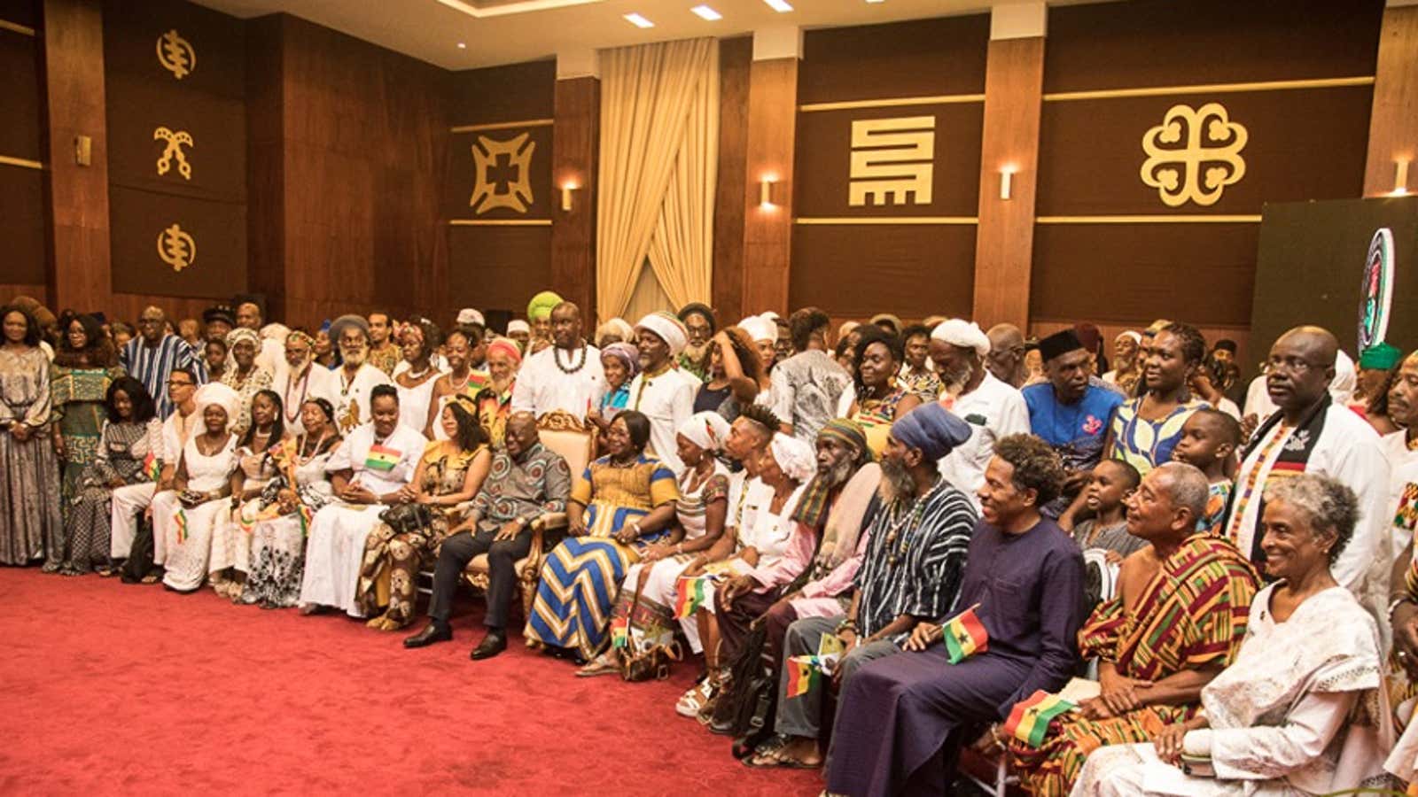 Ghana president Nana Akufo-Addo poses with his new fellow citizens