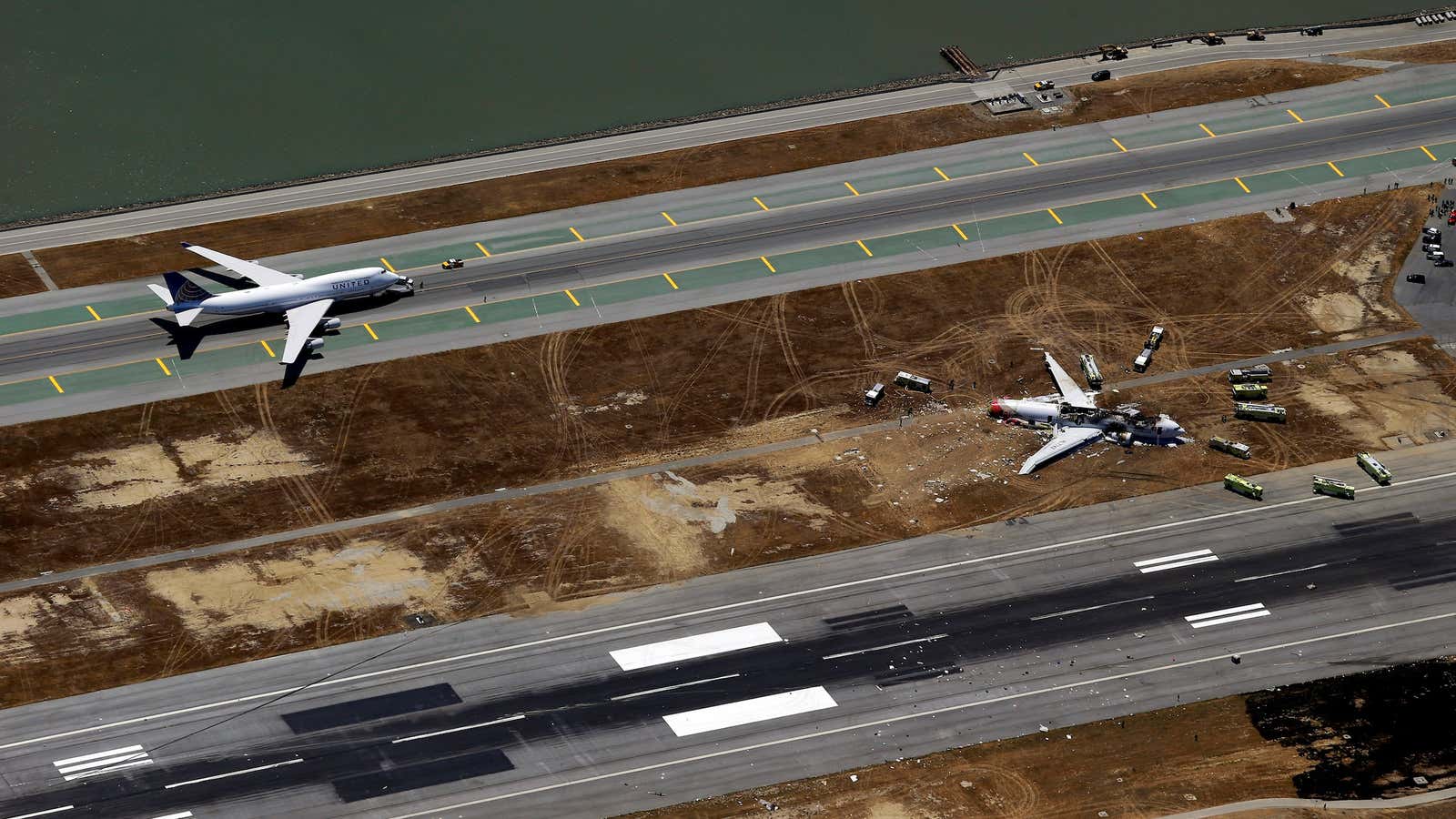 For a while, passengers at SFO will have a less-than-reassuring sight as they taxi down the runway.