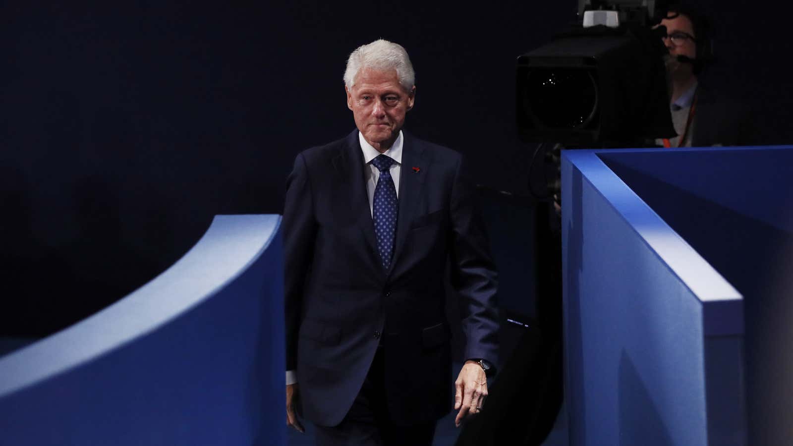 Former U.S. President Bill Clinton arrives at the town hall debate