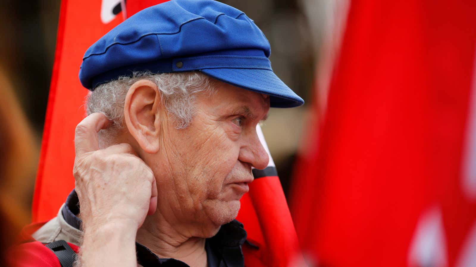 French pensioners protests benefit cuts.